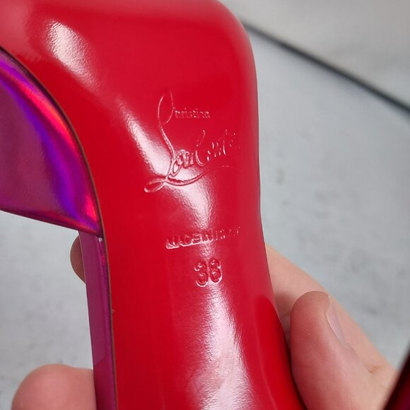 Christian Louboutin Patent Psychic Me Dolly Fuxia Pink Heel Sandal - Picture 5 of 9